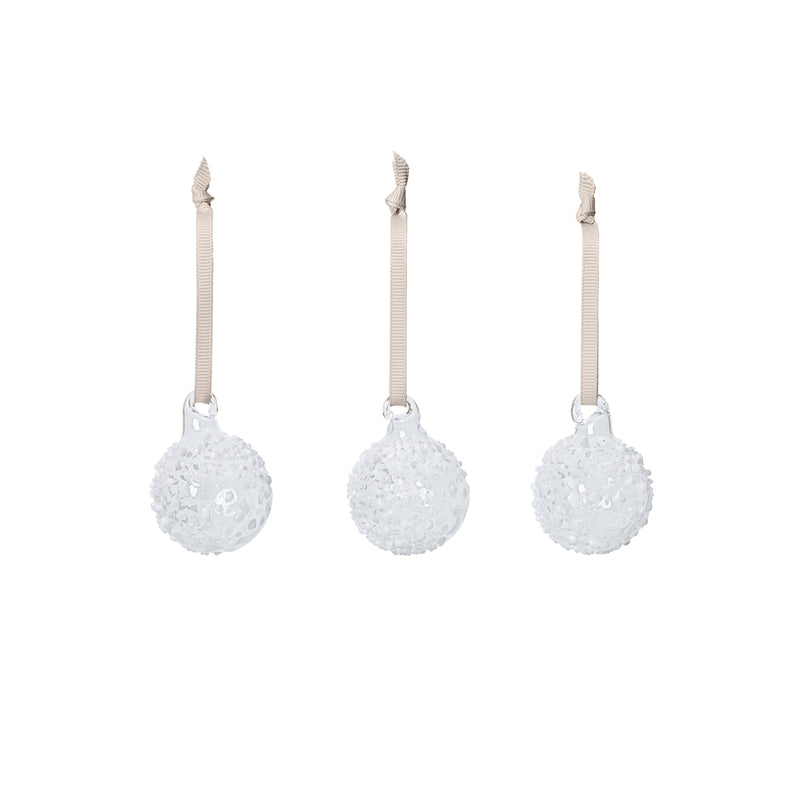 Ferm Living - Flurry Weihnachtskugel, Glas (3er-Set) | Small / white