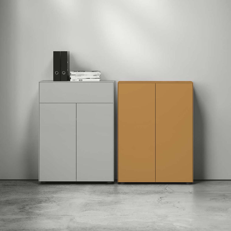 Piure - Nex Pur Box Kommode | Türen + Schubkasten / 80 x 100 x 40 cm / silk
