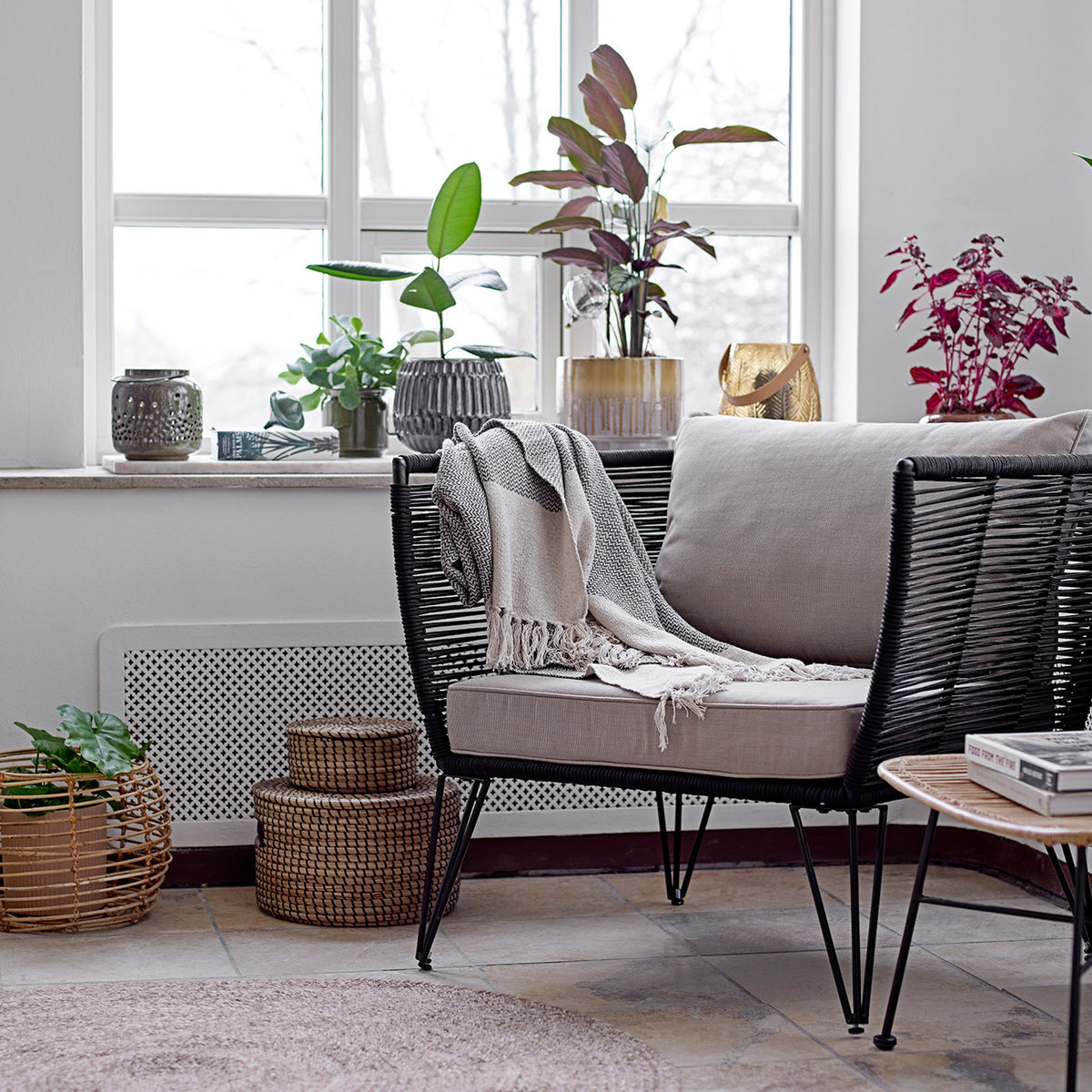 Bloomingville - Mundo Lounge Chair | schwarz beige
