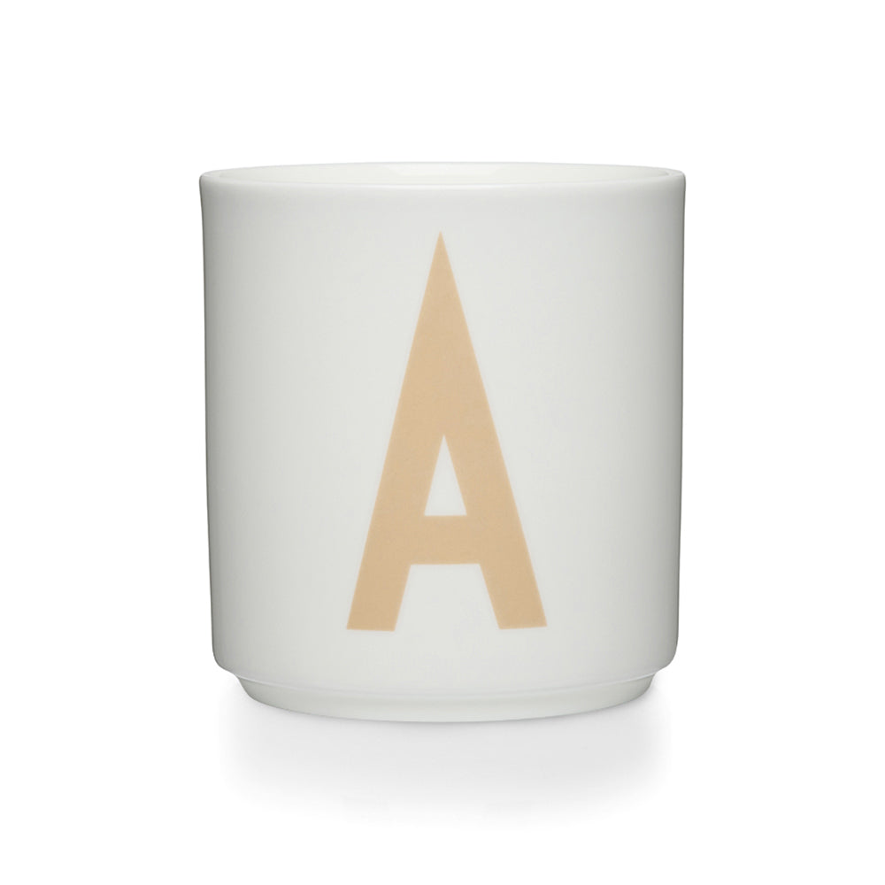 Design Letters - AJ Porzellan Becher A-Z | A / beige/weiß