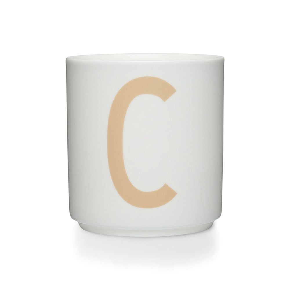 Design Letters - AJ Porzellan Becher A-Z | C / beige/weiß