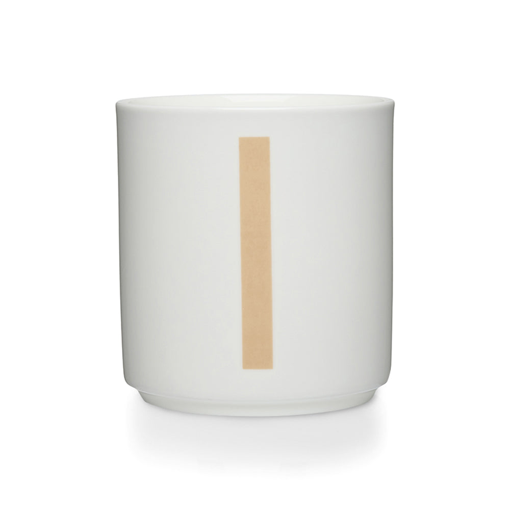 Design Letters - AJ Porzellan Becher A-Z | I / beige/weiß