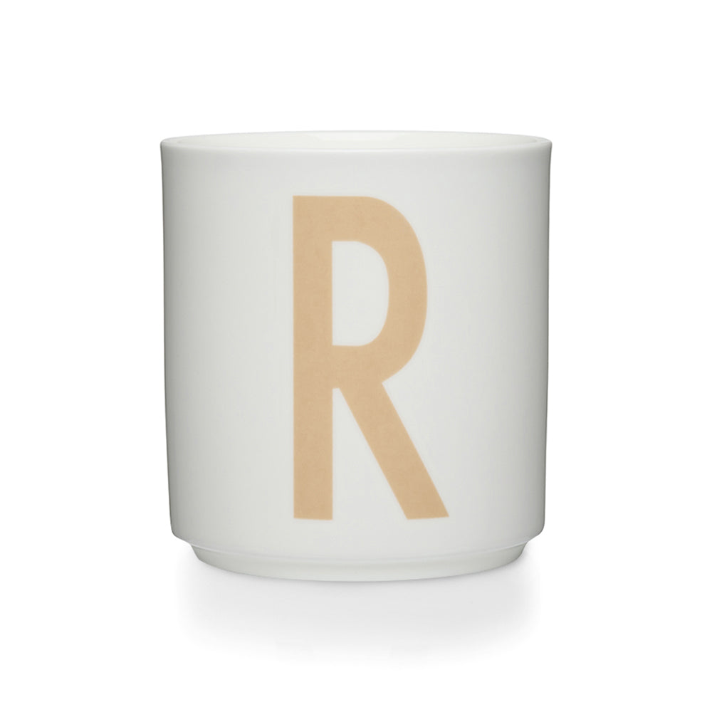 Design Letters - AJ Porzellan Becher A-Z | R / beige/weiß