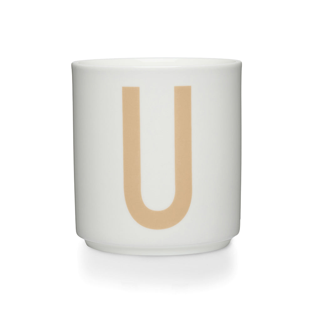 Design Letters - AJ Porzellan Becher A-Z | U / beige/weiß