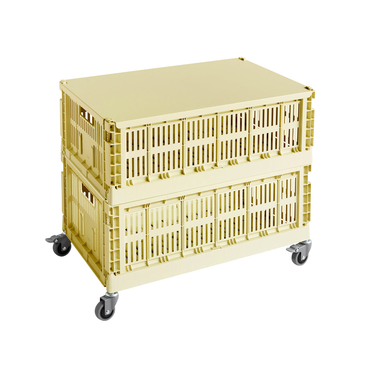 HAY - Colour Crate Beistelltisch auf Rollen, large | hellgelb