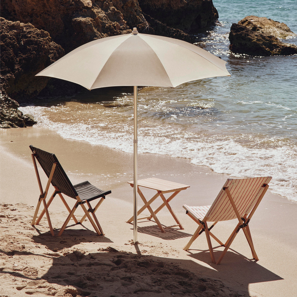 HAY - Terrazza Sonnenschirm | Ø 200 x H170-220 cm / off-white and grey