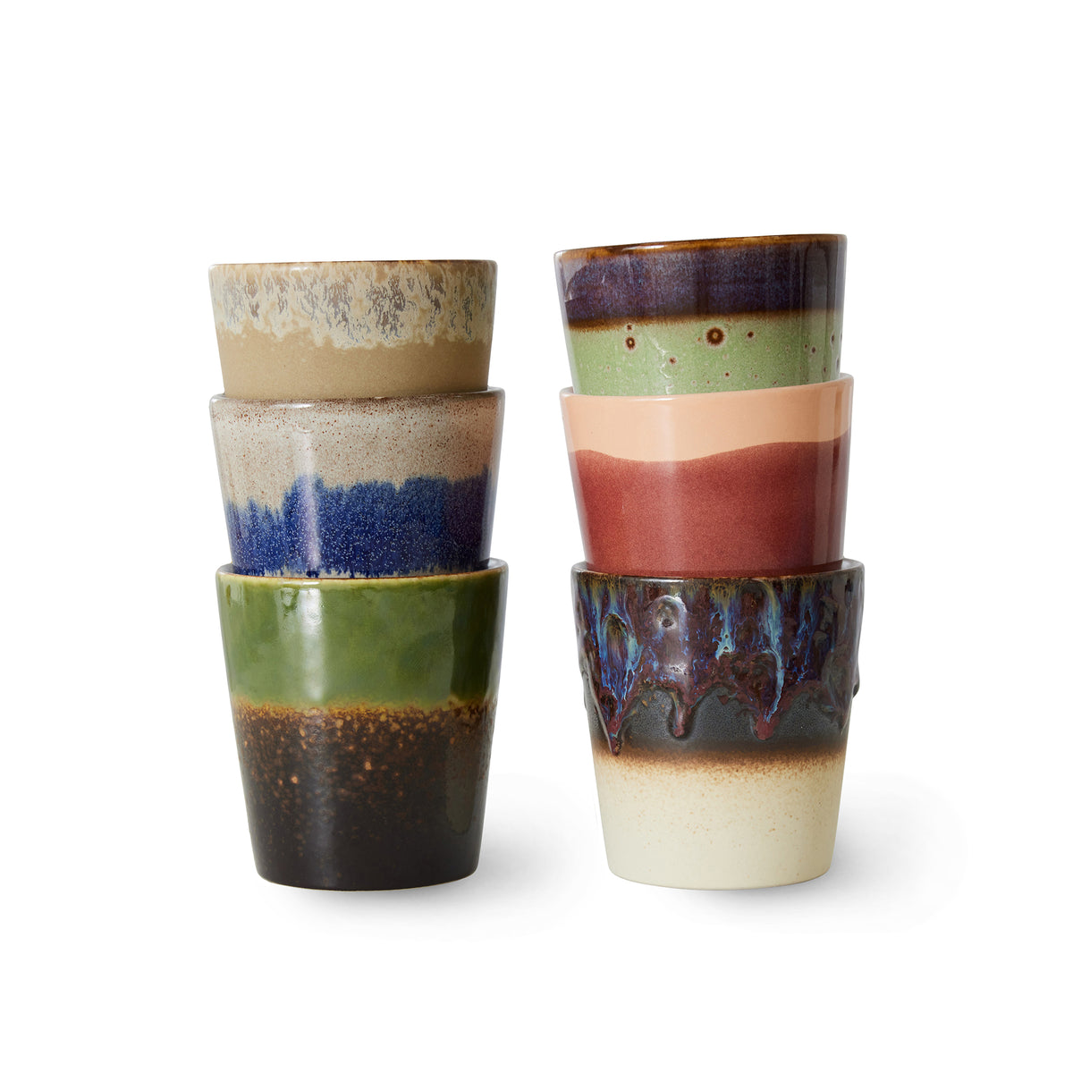 HKliving - 70's Kaffeebecher | 6er-Set / 230 ml / grounding