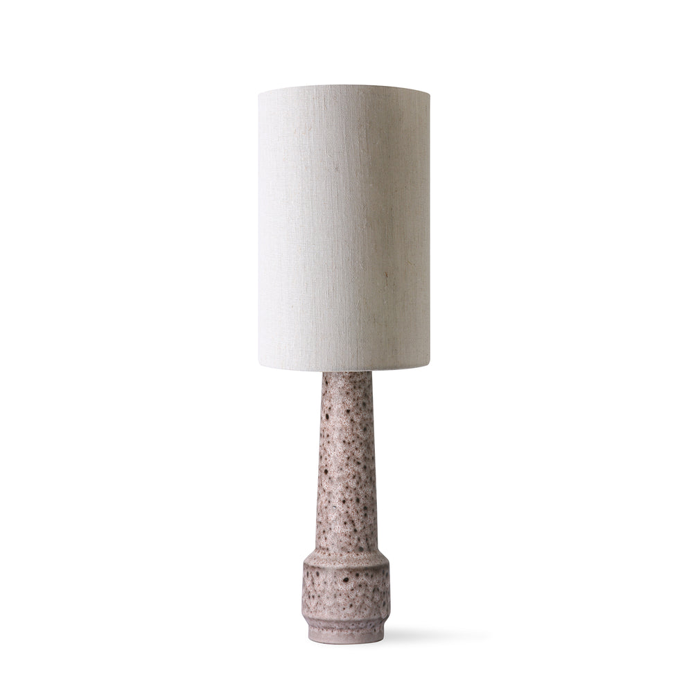 HKliving - Retro Tischleuchtenfuß mit Schirm | Lampenschirm Leinen / Tischleuchtenfuß H 45 cm / braun