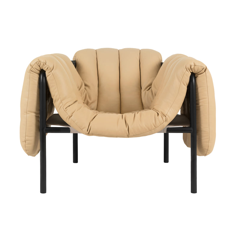 Hem - Puffy Lounge Chair | sand leather / black grey