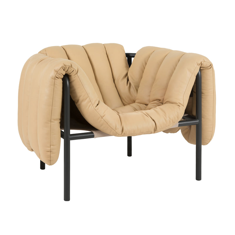 Hem - Puffy Lounge Chair | sand leather / black grey