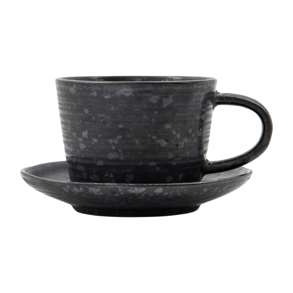 House Doctor - Pion Tasse mit Untersetzer | schwarz/braun