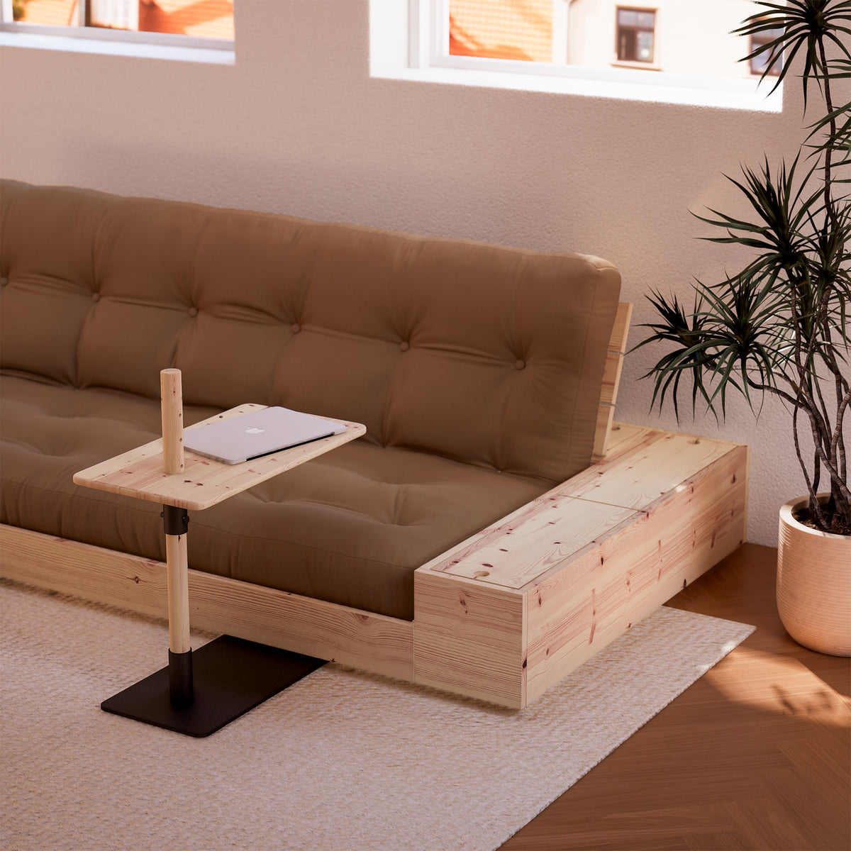 Karup Design - Base Schlafsofa mit Aufbewahrung | 510 Ivory / 101 clear lacquered, 511 Charcoal / 101 clear lacquered, 515 Fudge Brown / 101 clear lacquered, 517 Royal Blue / 101 clear lacquered, 701 Natural / 101 clear lacquered, 747 Beige / 101 clear lacquered, 914 Linen / 101 clear lacquered, 734 Dark Grey / 101 clear lacquered