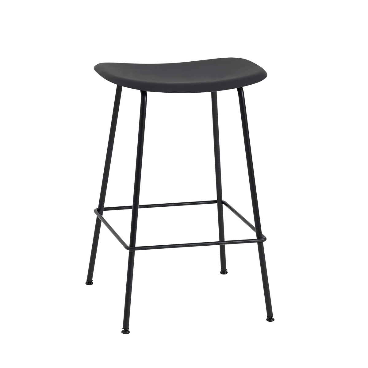 Muuto - Fiber Barhocker Tube Base | ohne Bezug / ohne Rückenlehne