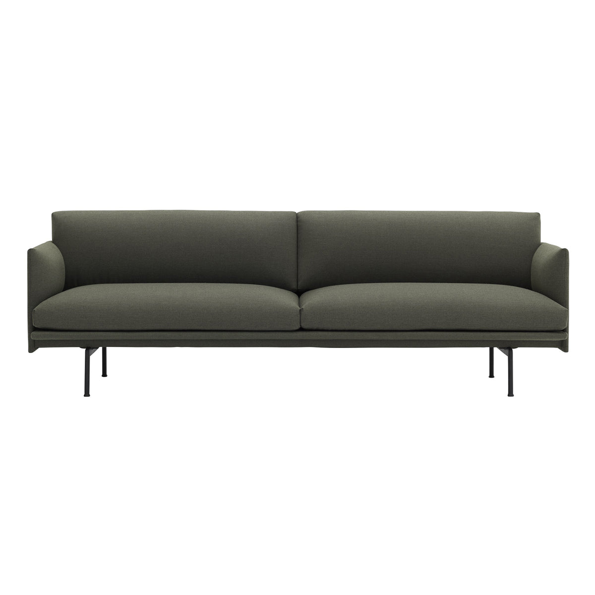 Muuto - Outline Sofa 3-Sitzer | Fiord grün (961) / verkehrsschwarz