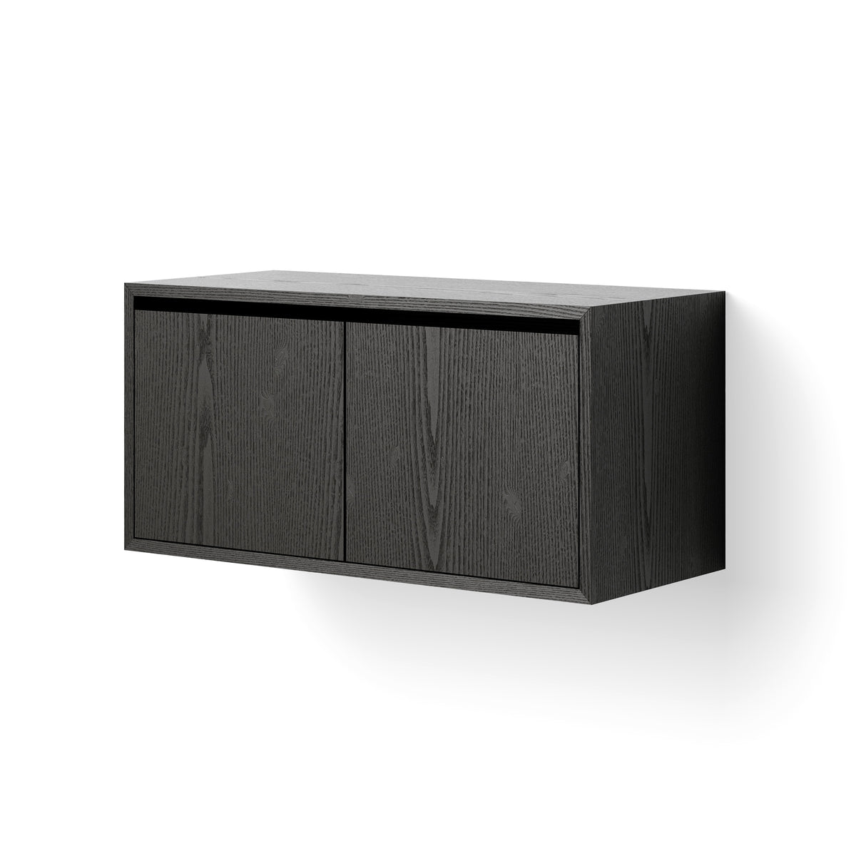 New Works - Hängeschrank mit Türen | Esche schwarz / niedrig