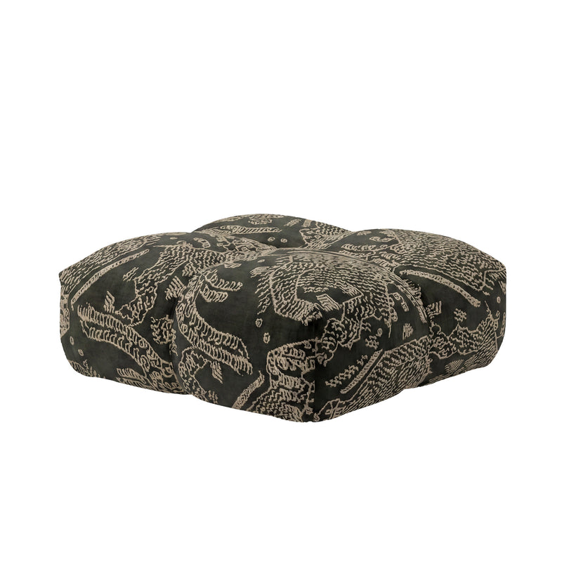 OUT Objekte unserer Tage - Sander Pouf Large | Petrol/weiß (Tiger Mountain Col. 003 by Dedar)