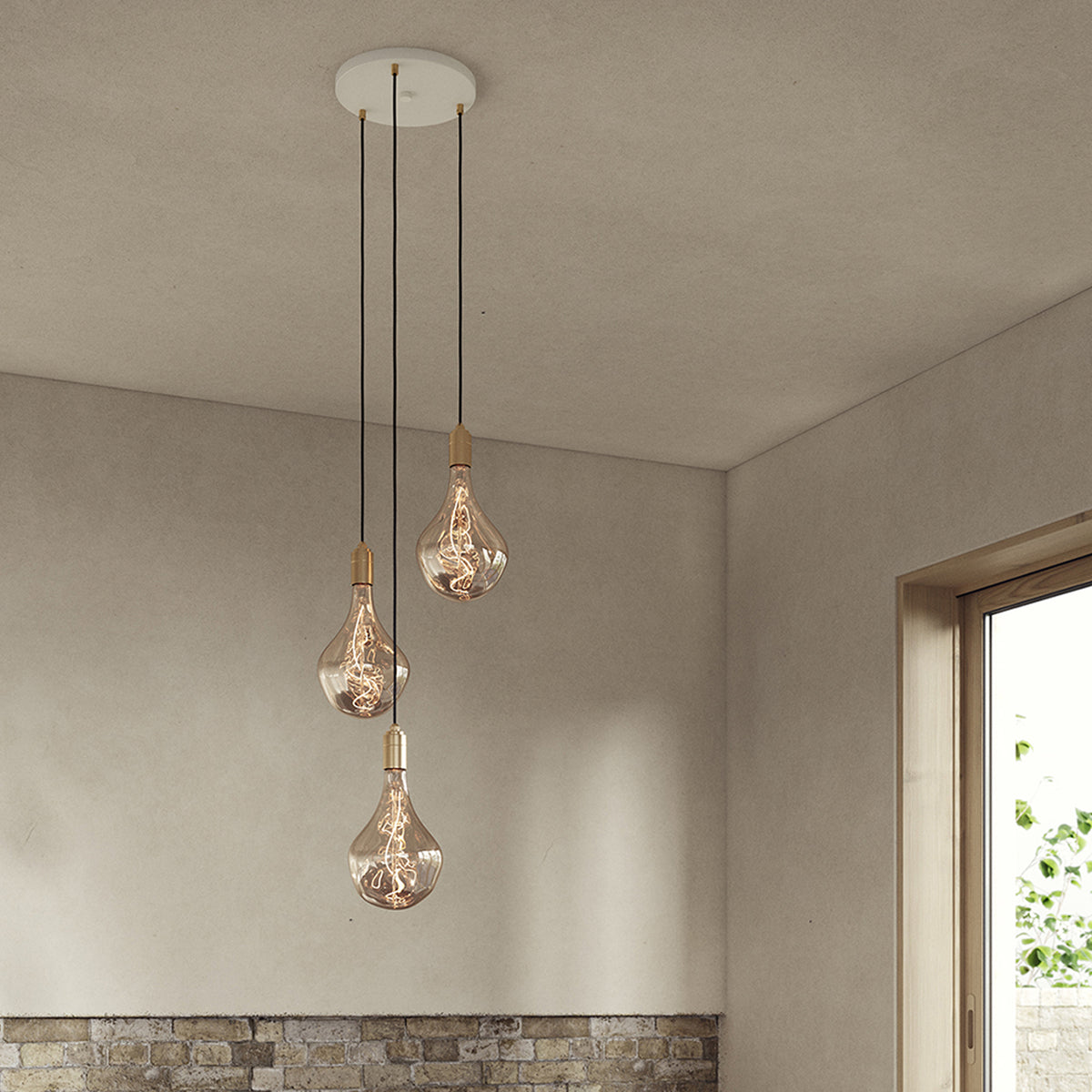 Tala - Triple Pendelleuchte Set | Brass / weiß / Messing