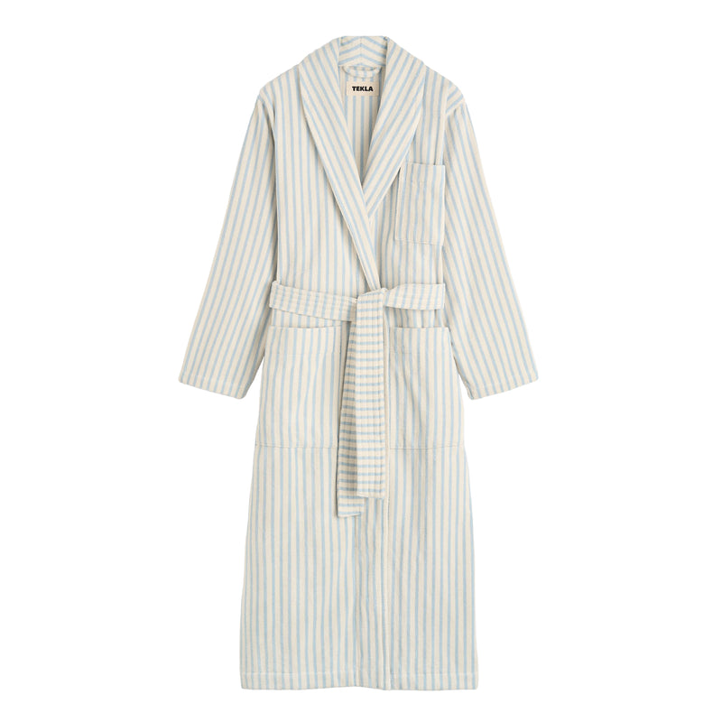 Tekla - Terry Classic Bademantel | L / soft blue stripes, M / soft blue stripes, S / soft blue stripes