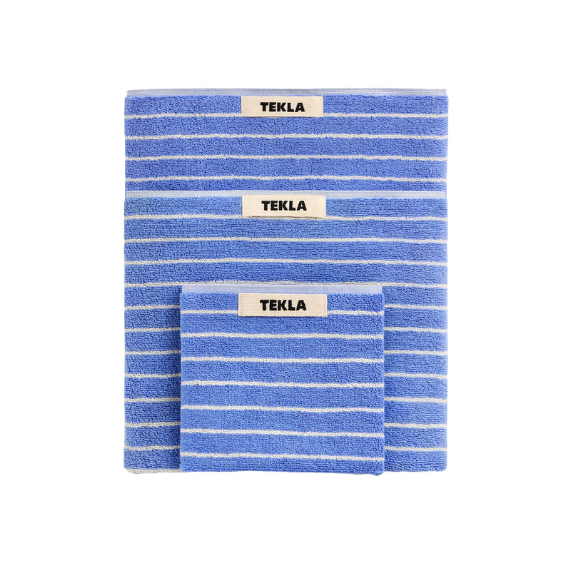 Tekla - Terry Handtuch | Badetuch (70 x 140 cm) / clear blue stripes, Gästehandtuch (30 x 50 cm) / clear blue stripes, Handtuch (50 x 90 cm) / clear blue stripes