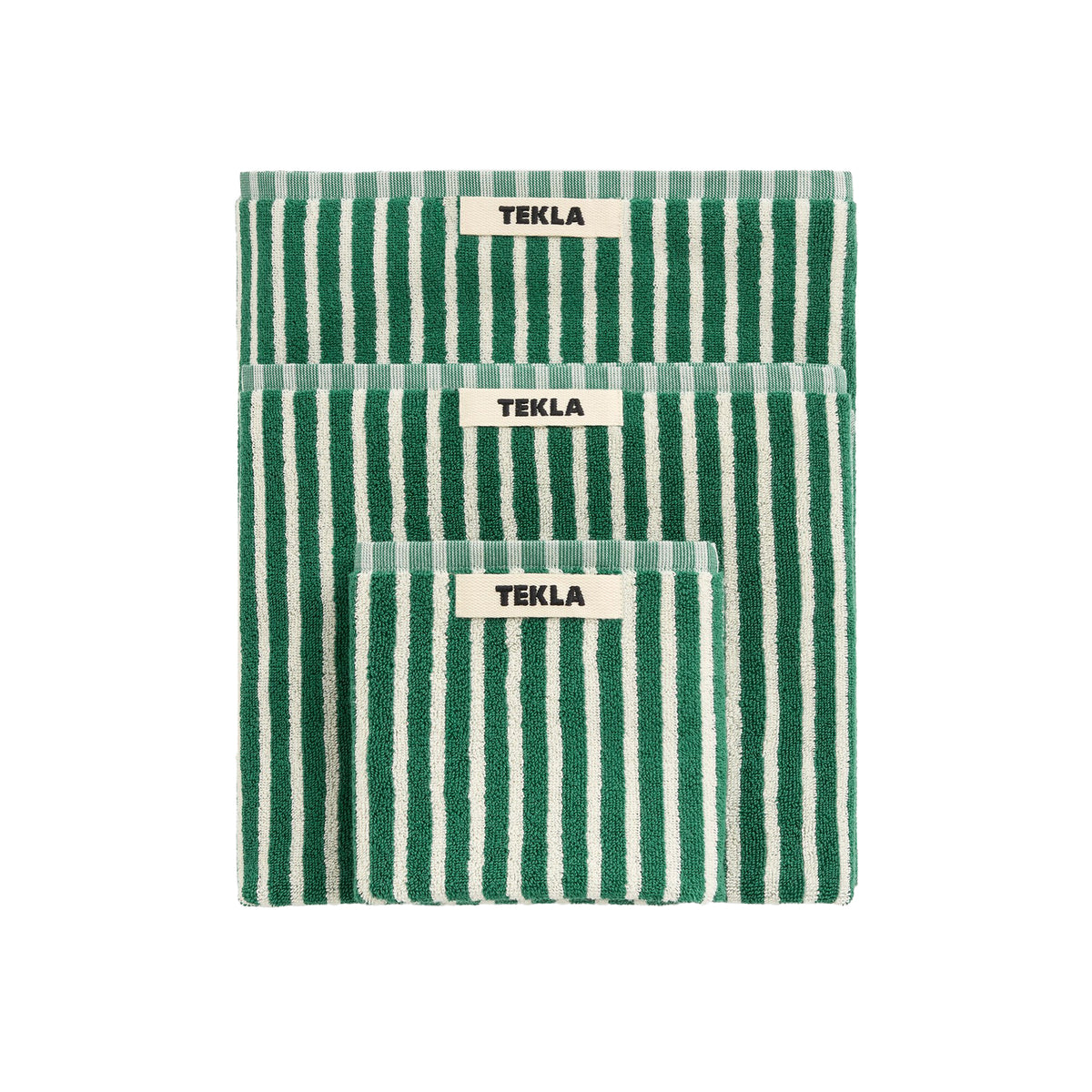 Tekla - Terry Handtuch | Badetuch (70 x 140 cm) / teal green stripes, Gästehandtuch (30 x 50 cm) / teal green stripes, Handtuch (50 x 90 cm) / teal green stripes