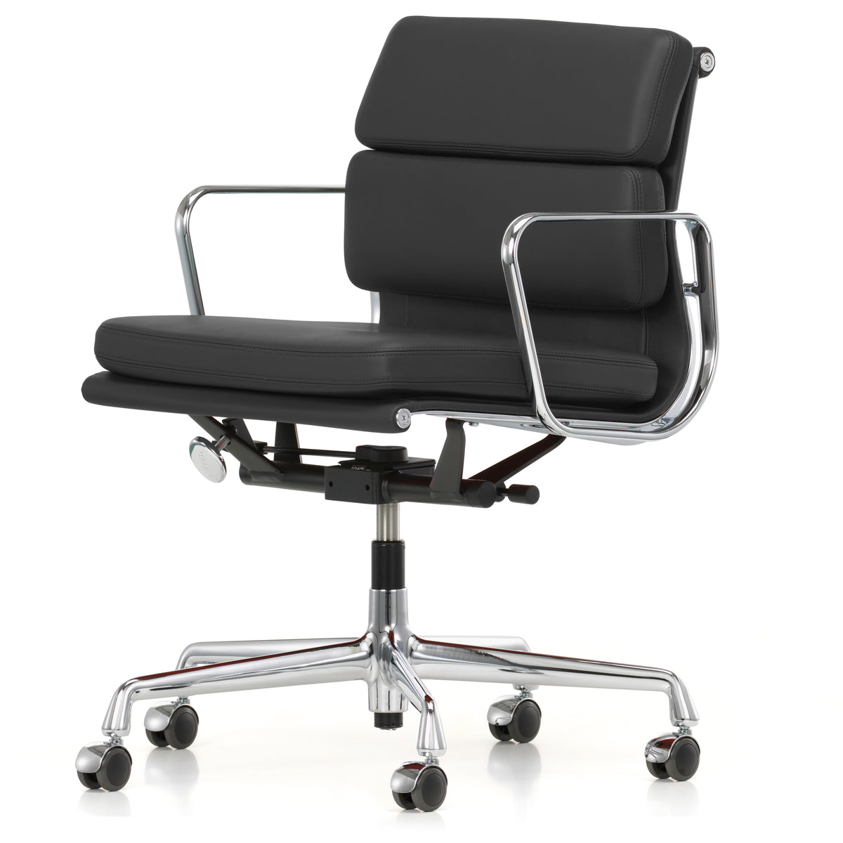 Vitra - Soft Pad Chair EA 217 | Leder Premium F/Plano - asphalt/dunkelgrau / verchromt