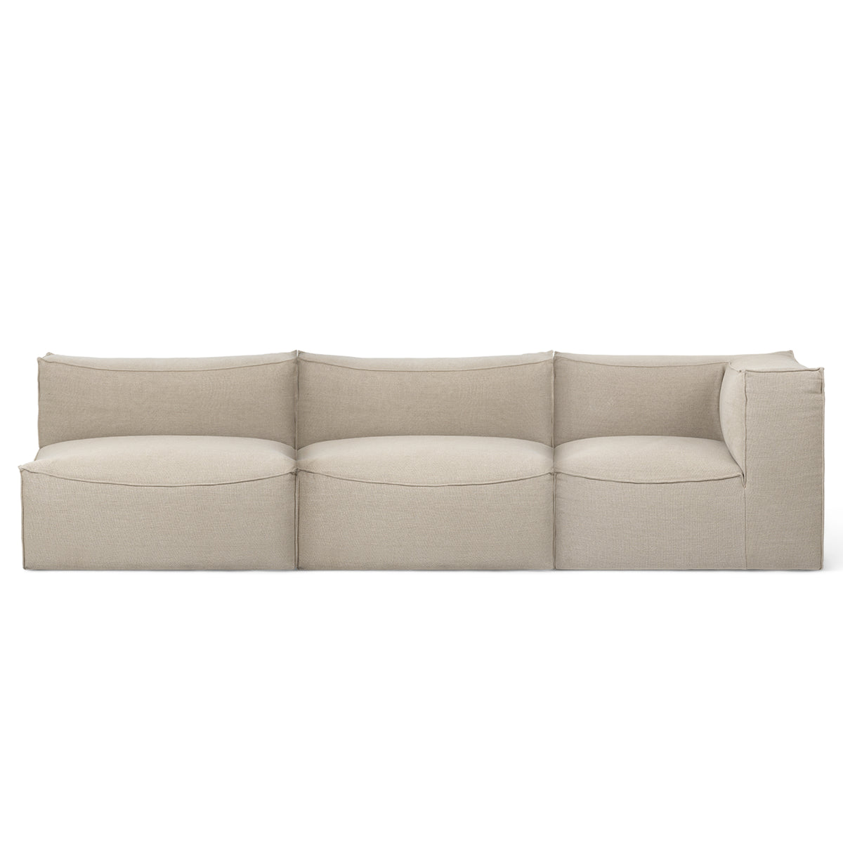 Ferm Living - Catena Modular Sofa | natur (Rich Linen) / 3-Sitzer mit Armlehne rechts